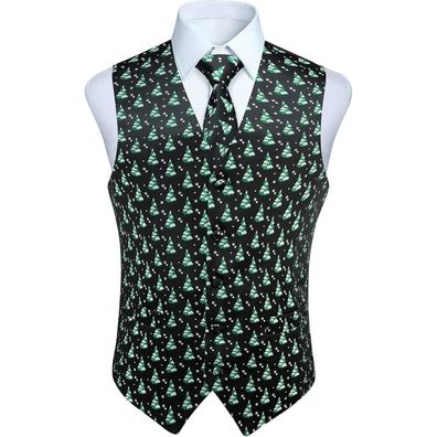 Enlision Herren Weihnachtsweste mit Krawatte und Einstecktuch, festlich