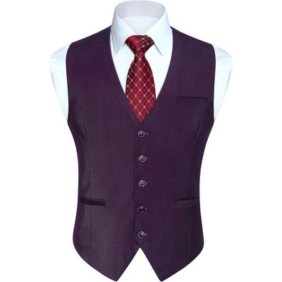 Enlision Herren Anzugweste Formell Elegant Einfarbig mit Taschen für Business