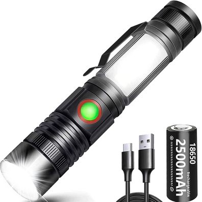 Rehkittz LED Taschenlampe 2000 Lumen, wiederaufladbar, mit Magnet und COB