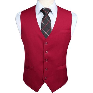 Enlision Herren Anzugweste Elegant Formell Einfarbig mit Taschen für Hochzeit