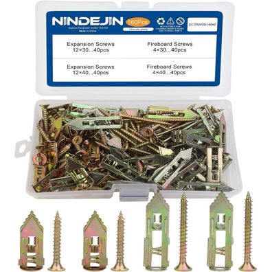 Nindejin 160tlg. Trockenbaudübel Set mit M4 Schrauben - Selbstbohrend