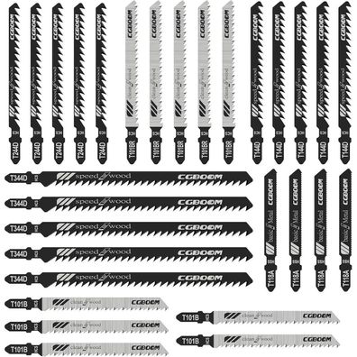CGBOOM 30tlg Stichsägeblatt Set, T-Schaft Jigsaw Zubehör für Holz und Metall