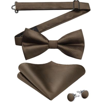 Hisdern Herren Paisley Fliege, Einstecktuch und Manschettenknöpfe Set