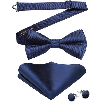 Hisdern Herren Paisley Fliege, Einstecktuch und Manschettenknöpfe Set