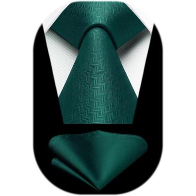Hisdern Herren Krawatte mit Einstecktuch, klassisches Hahnentritt-Muster
