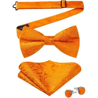 Hisdern Herren Paisley Fliege, Einstecktuch & Manschettenknöpfe Set