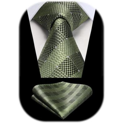 Hisdern Krawatten & Einstecktuch Set für Herren - Klassisches
