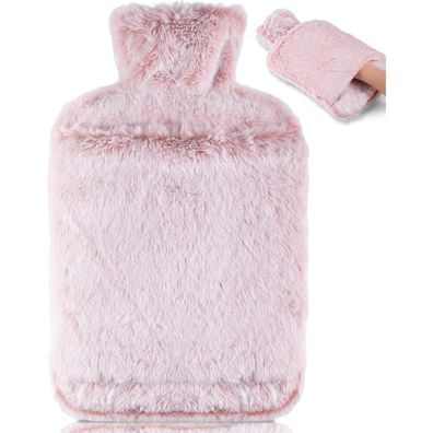 BOLEi Wärmflasche 2L mit flauschigem Känguru-Taschen-Bezug aus Naturkautschuk