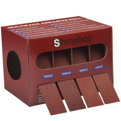 Shineboc Schleifpapier Rolle 25mm x 6m, 4er Set mit Körnungen 150/240/320/400