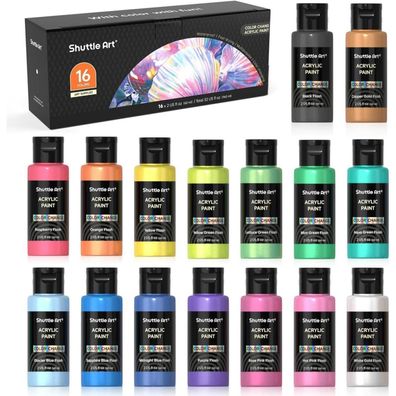 Shuttle Art Acrylfarben Set, 16 Chamäleonfarben (je 60ml) mit Perlglanz für