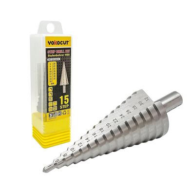 Yokocut Stufenbohrer Profi HSS M2 Stahl - 15 Stufen, Ø 4-32mm - Kegelbohrer für