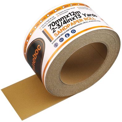 Shineboc Selbstklebende Schleifpapier Rolle 70 mm x 12 m, Körnung 180 - Ideal