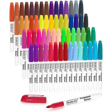 Shuttle Art Permanent Marker Set, 60 bunte Filzstifte mit feiner Spitze