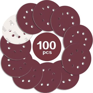 Stebruam 100er Schleifpapier 125mm Klett P800 Körnung für Exzenterschleifer, 8