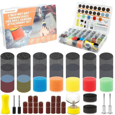Pukamam 354tlg. Nassschleifpapier Klett 25mm Körnung 60-10000 für Bohrmaschine