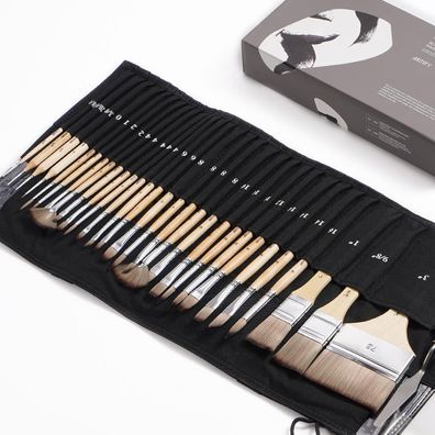 ARTIFY 30-teiliges Expert-Serie Pinsel-Set mit Stoffrolle und Palettenmesser