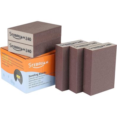 Stebruam 5er Schleifschwamm Set, Körnung 240, für Holz, Metall, Wände
