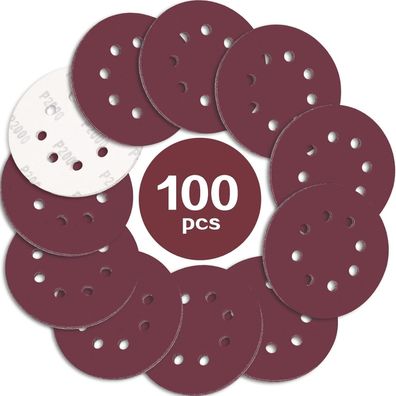 Stebruam 100 Stück Schleifpapier 125mm Klett P2000 Körnung, 8 Loch für