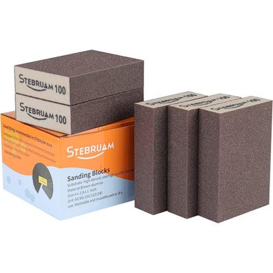 Stebruam 5er Set Schleifschwamm, Körnung 100, grob/mittel/fein/superfein, für