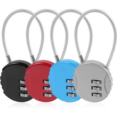 Flintronic 4er Set Gepäckschlösser, 3-stelliges Zahlenschloss Vorhängeschloss