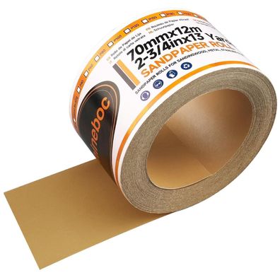 Shineboc Schleifpapier Rolle Klett 800 Körnung, 70 mm x 12 m, für Holz, Metall