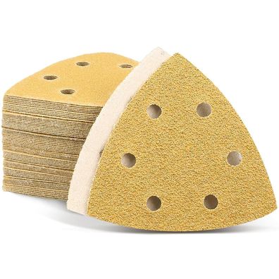 Shineboc Delta-Schleifpapier 50 Blatt Mix, 6 Löcher, 93x93x93mm, Körnungen