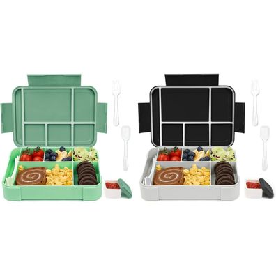 Bugucat Brotdose Kinder mit 6 Fächern, 1330ML, 2er Set, Auslaufsicher, inkl
