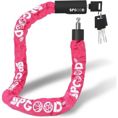 SPGOOD Fahrradschloss Kettenschloss 90cm Pink - Anti-Diebstahl mit 3 Schlüsseln