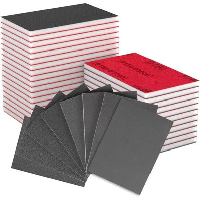 Mogrqap Schleifschwamm Set (32 Stk.) 180-3000 Körnung, Flexibel für Nass