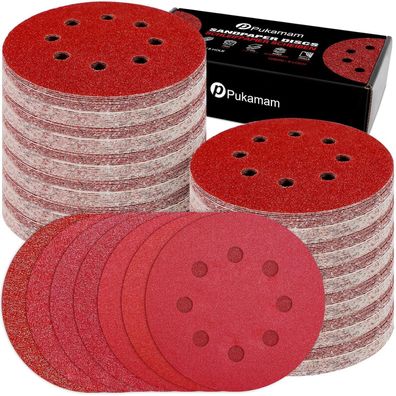 Pukamam 140tlg Exzenter Schleifpapier 125mm Klett 40-400 Körnung für 8 Loch