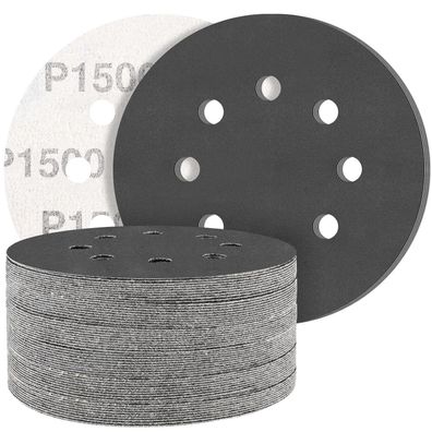 Stebruam 50 Stück Siliciumcarbid Schleifpapier 125mm Klett 1500 Körnung, 8