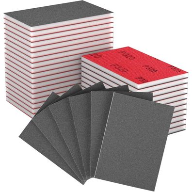 Mogrqap 32 Stück Schleifschwamm Set, 320 Körnung, 100x70mm, Nass & Trocken, für