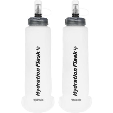Triwonder TPU Faltbare Trinkflaschen 500ml Weiß - 2 Stück, BPA-Frei, für Sport