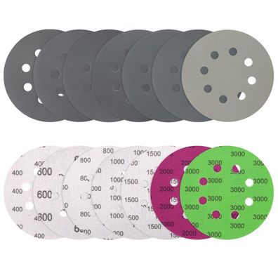 Vibratite 70tlg. Schleifpapier 125mm Klett, Nass/Trocken, Körnung 400-3000