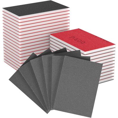 Mogrqap 32 Stück Schleifschwamm Set, 400 Körnung, Flexibel, Nass & Trocken