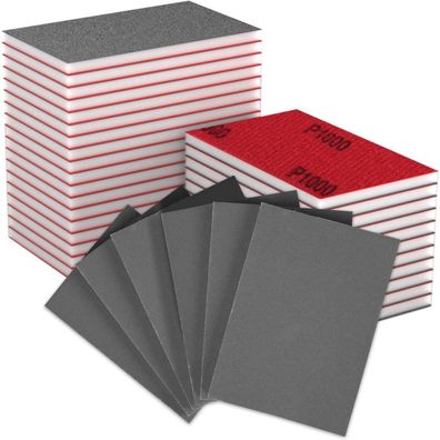 Mogrqap 32 Stück Schleifschwamm Set, 1000 Körnung, Flexible Schleifpads
