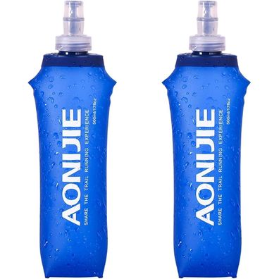 Triwonder TPU Faltbare Trinkflaschen Soft Flask 500ml - 2 Stück, BPA-Frei für
