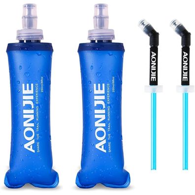 Triwonder TPU Faltbare Trinkflaschen 2 Stück, 250ml Soft Flask BPA-Frei für