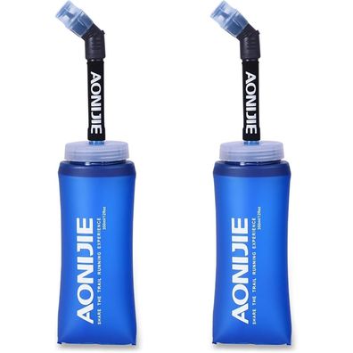 Triwonder 2er Pack Faltbare Soft Flask Trinkflaschen, 350ml, BPA-Frei, Ideal