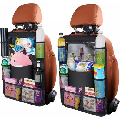 URAQT 2er Pack Auto Rückenlehnenschutz, 600D Oxford Rücksitz Organizer mit 8