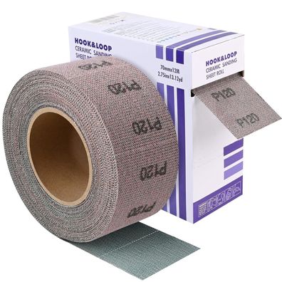 Shineboc Netz Schleifpapier Rolle Klett P120, 70 mm x 12 m, für Holz, Metall