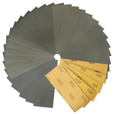 Stebruam Schleifpapier Set 30 Stück Nass & Trocken, 400-2000 Körnung für Auto