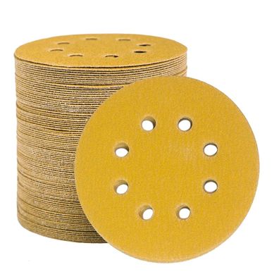 Stebruam 100 Stück Schleifpapier 125mm Klett 100 Körnung, Profi Gold Rund 8