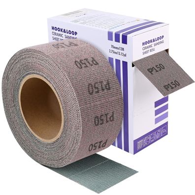 Shineboc Netz Schleifpapier Rolle P150, 70 mm x 12 m, Klett, für Holz, Metall
