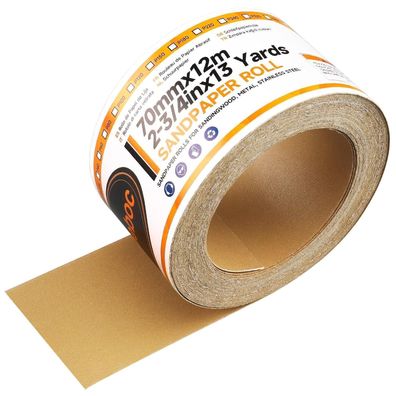 Shineboc Schleifpapier Rolle 70mm x 12m, Körnung 220, Selbstklebend für Auto