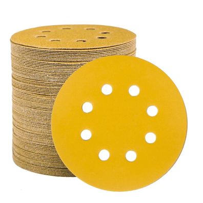 Stebruam 100 Stück Schleifpapier 125mm Klett 220 Körnung, Profi Gold Rund 8