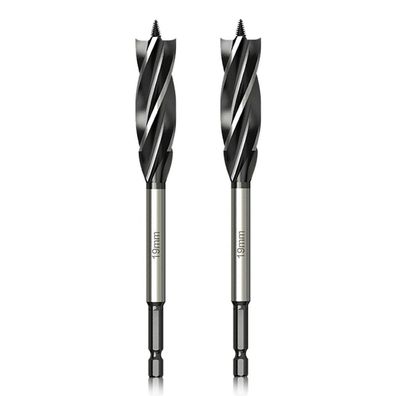 Meccion Holzbohrer 19mm x 165mm, 2 Stück, Selbstvorschub mit 1/4 Zoll