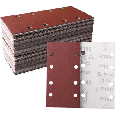 Stebruam 30tlg Schleifblatt Set 93 x 185 mm, 180er Körnung, 8 Löcher - Ideal