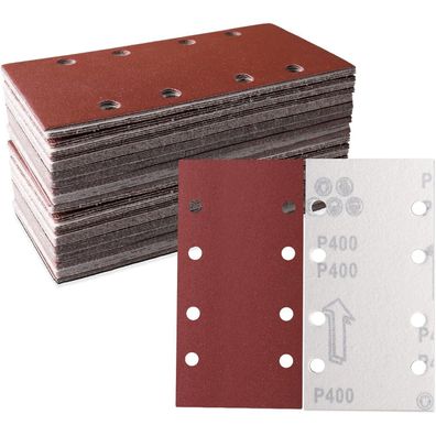 Stebruam 30tlg Schleifblatt Set 93 x 185 mm, Körnung 400, 8 Löcher, für