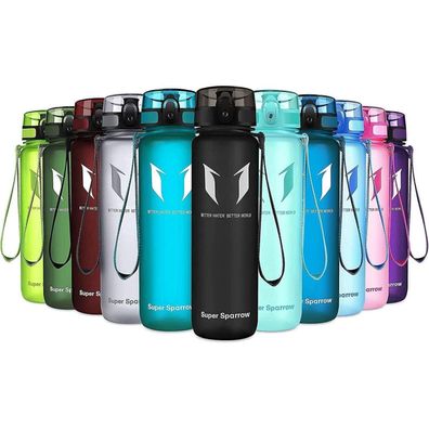 Super Sparrow Trinkflasche 1000ml Schwarz - BPA-frei, Tritan Wasserflasche für
